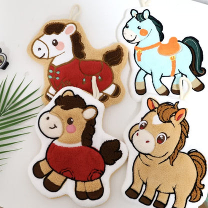 Cartoon Pony Hangable Bathroom Hand Towel - Colorful - Set of 4 - 8"W*10"L - image 0