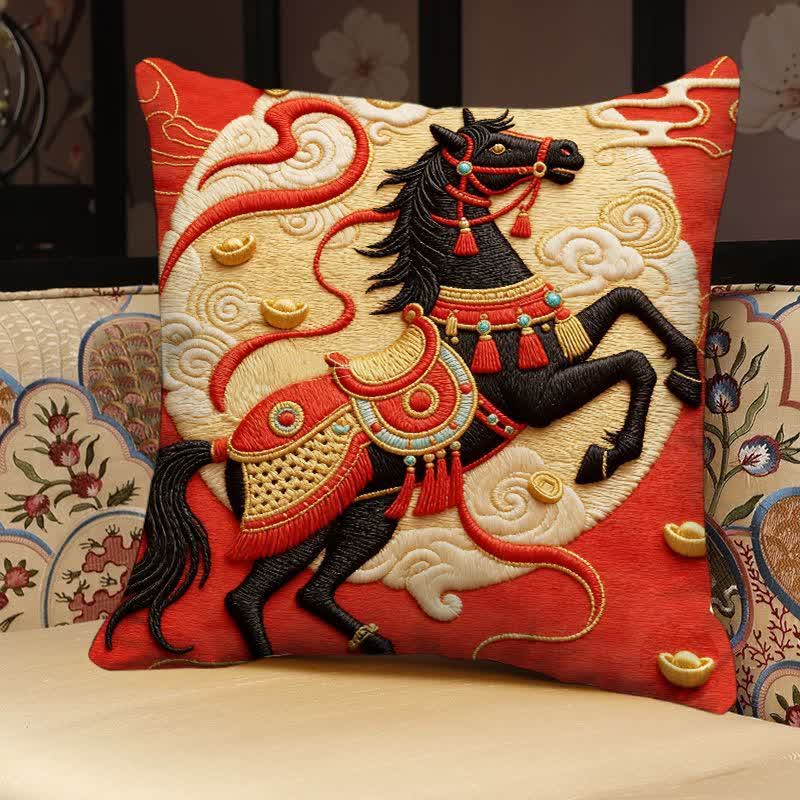 3D Effect Horse Decorative Pillow Cover - image 3