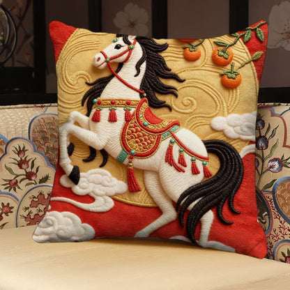 3D Effect Horse Decorative Pillow Cover - image 1