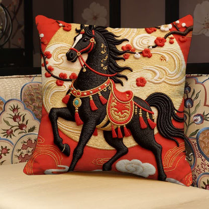 3D Effect Horse Decorative Pillow Cover - image 2