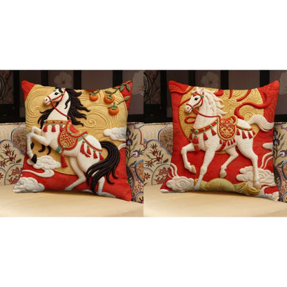 3D Effect Horse Decorative Pillow Cover - Set (A + B) - 18" x 18" - image 8