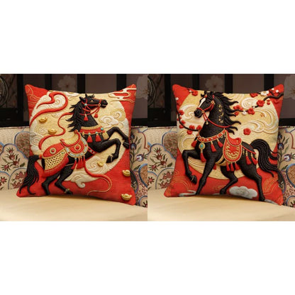 3D Effect Horse Decorative Pillow Cover - Set (C + D) - 18" x 18" - image 9