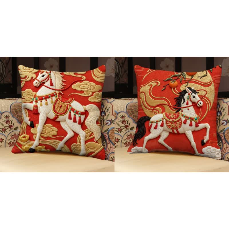 3D Effect Horse Decorative Pillow Cover - Set (E + F) - 18" x 18" - image 10