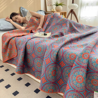 Vintage Bohemian Cotton 3-Layer Gauze Quilt - image 2