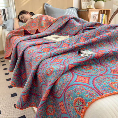 Vintage Bohemian Cotton 3-Layer Gauze Quilt - Queen - image 0