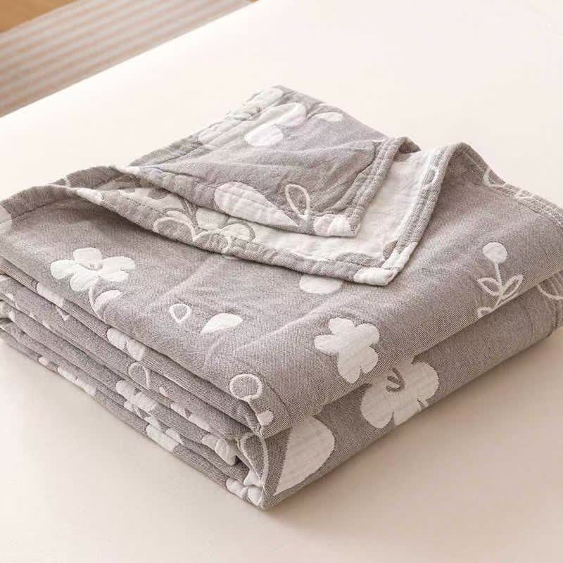 Elegant Floral Jacquard Cotton 3-Layer Gauze Quilt - image 5