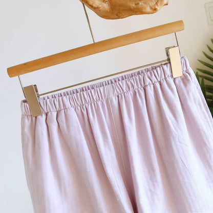 Solid Color Lace-trimmed Short Pajama Set - image 14