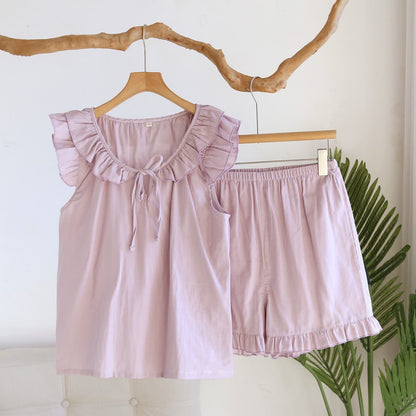 Solid Color Ruffled Tank Pajama Set - Purple - XL - image 5