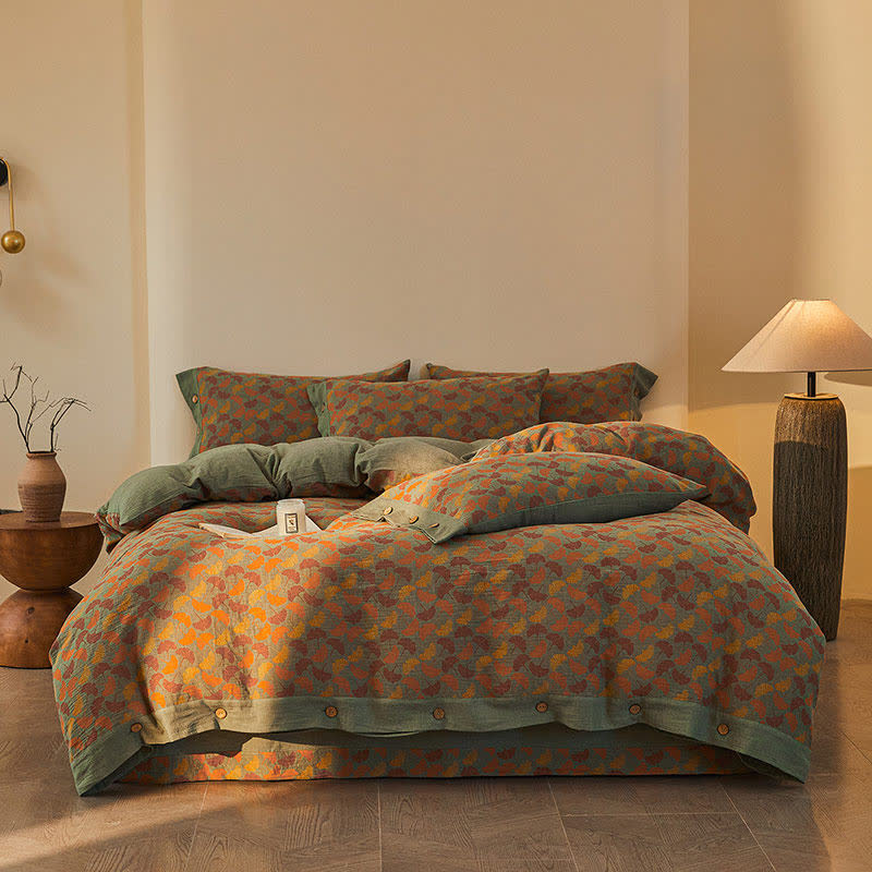 Ginkgo Botanical Cotton Double Gauze Bedding Set(4PCS) - image 1