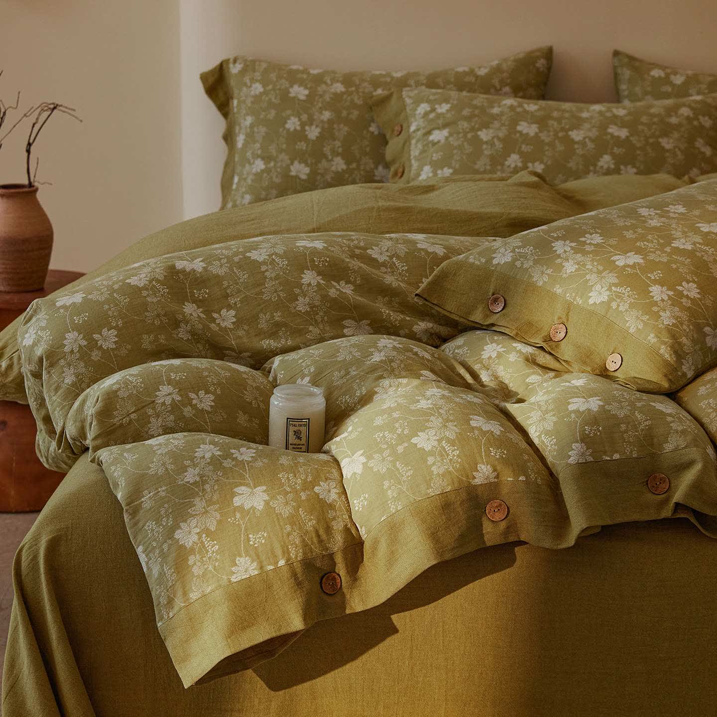 Botanical Floral Cotton Double Gauze Bedding Set(4PCS) - image 3