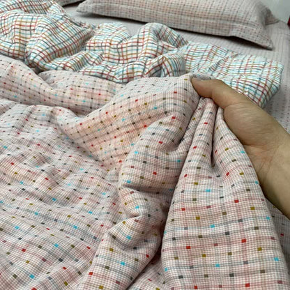 Colorful Check & Dot Cotton Gauze Bedding Set(4PCS) - image 3