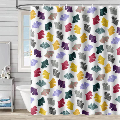 Colorful Ginkgo Leaf Print Shower Curtain - White - 90"W x 71"L - image 2