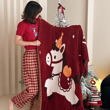 Exquisite Horse Knit Festive Throw Blanket - image 4