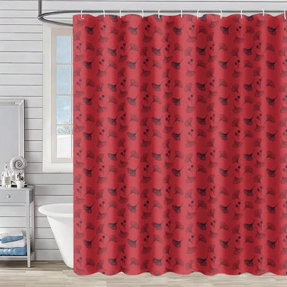 Country Ginkgo Leaf Print Shower Curtain - Red & Black - 90"W x 71"L - image 2