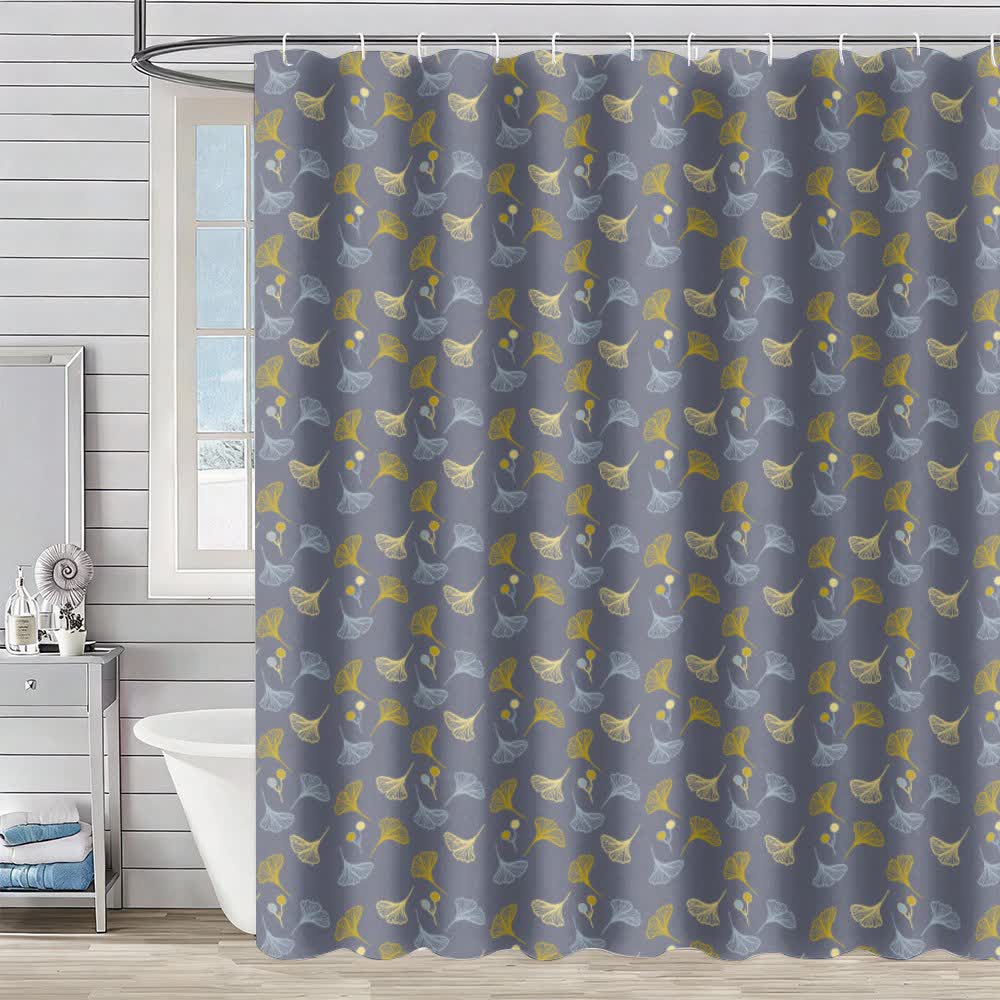 Country Ginkgo Leaf Print Shower Curtain - Gray - 90"W x 71"L - image 6