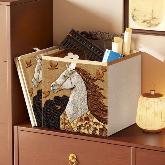 Vintage Horse Foldable Decorative Storage Bag - Khaki - 13'' W X 13'' L X 15'' H - image 0