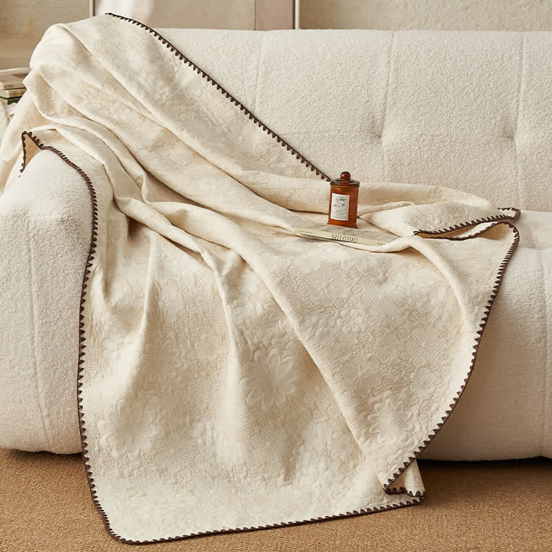 Textured Floral Cotton Linen Quilt - image 5