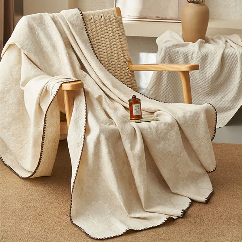 Textured Floral Cotton Linen Quilt - image 6