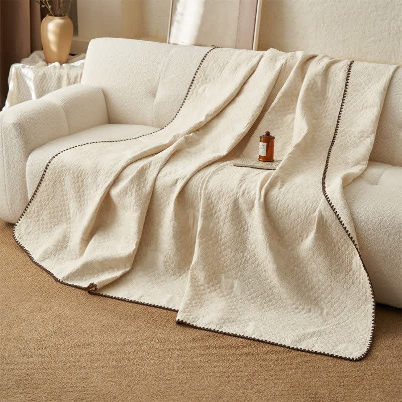 Textured Leaf Cotton Linen Quilt - image 2