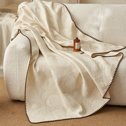 Textured Botanical Leaf Cotton Linen Quilt - image 1