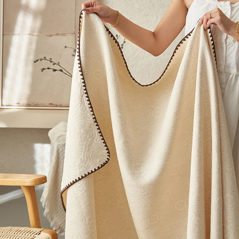 Textured Geometric Floral Cotton Linen Quilt - image 11