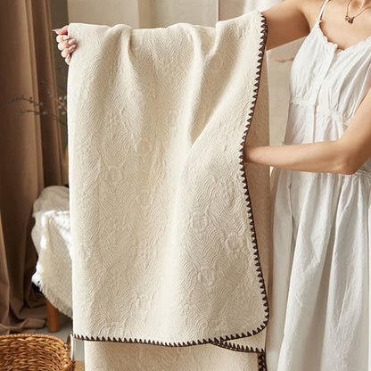 Textured Geometric Floral Cotton Linen Quilt - image 12