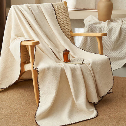 Textured Geometric Floral Cotton Linen Quilt - image 8