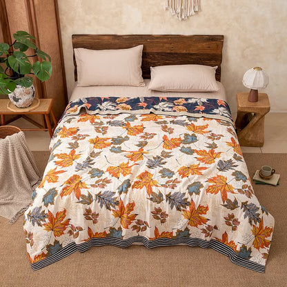 Reversible Maple Leaf Cotton Gauze Blanket - image 3