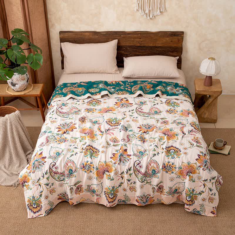 Vintage Ethnic Style Cotton Gauze Blanket - image 3
