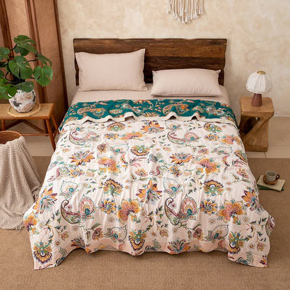Vintage Ethnic Style Cotton Gauze Blanket - image 3