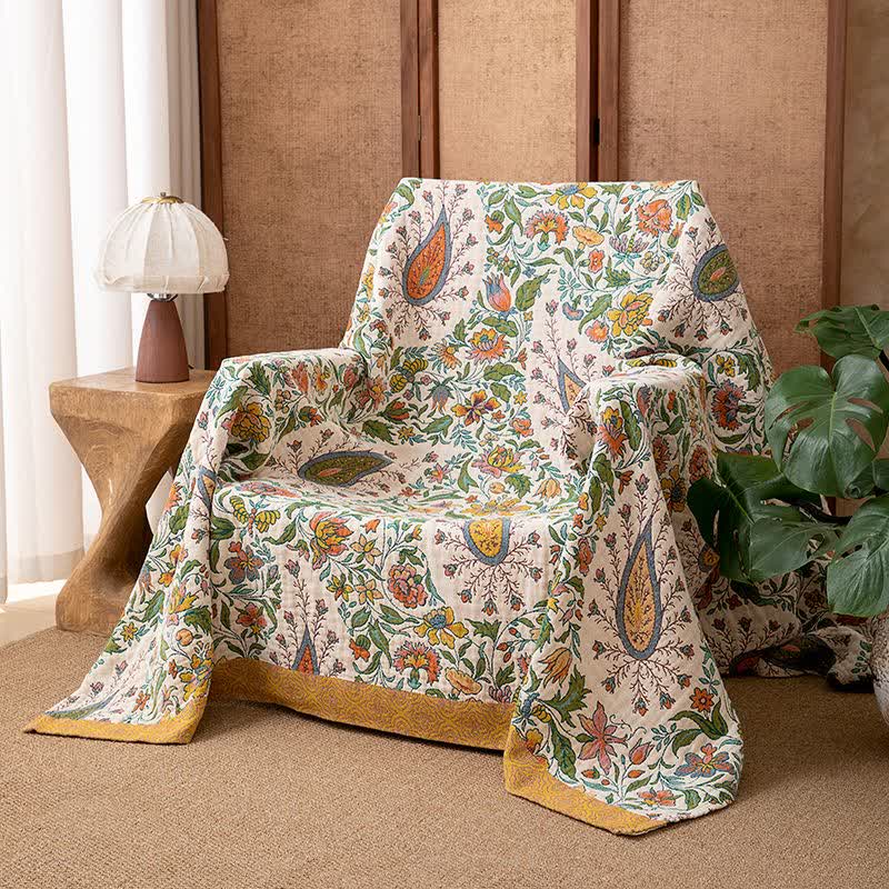 Ownkoti Reversible Paisley & Floral Cotton Gauze Blanket - 90"W x 98"L - image 0