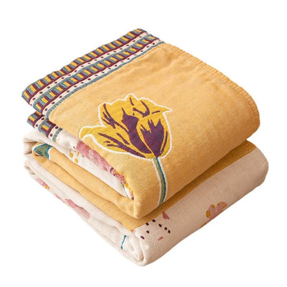 Artistic Floral Patchwork Cotton Gauze Blanket - image 6