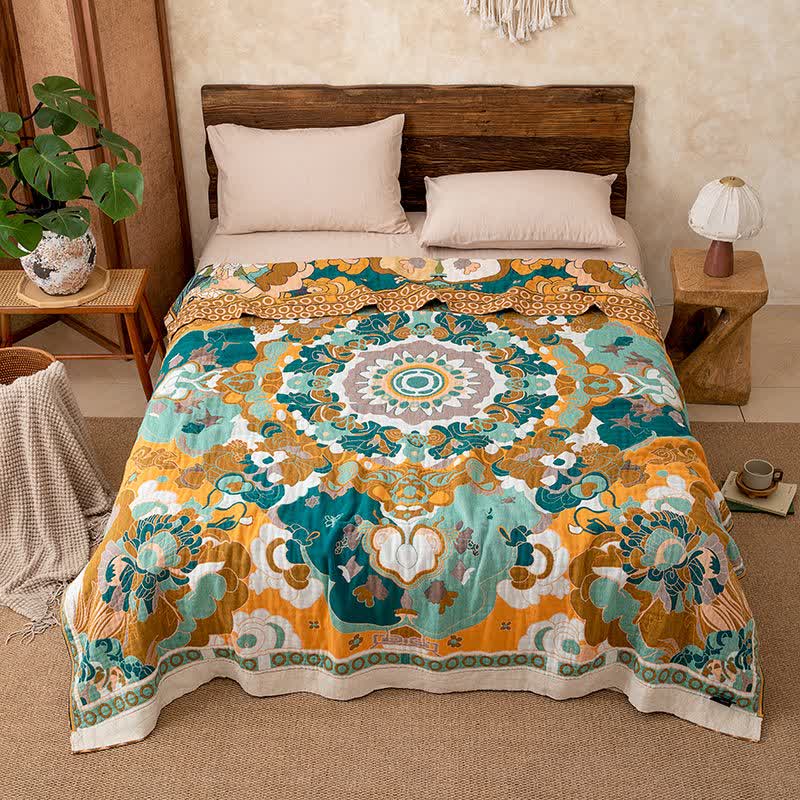Luxury Retro Floral Cotton Gauze Blanket - image 4