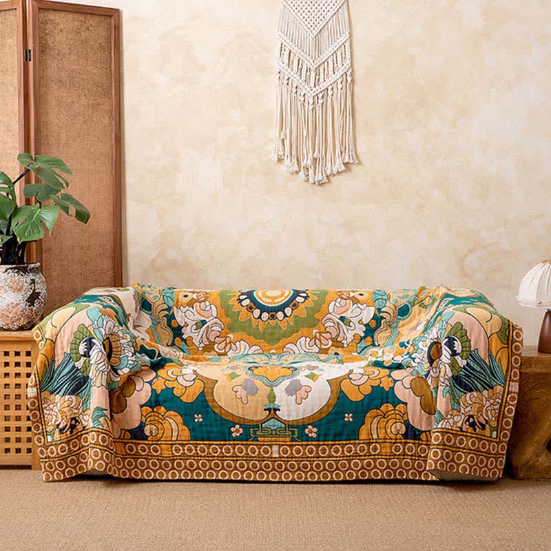 Luxury Retro Floral Cotton Gauze Blanket - image 1