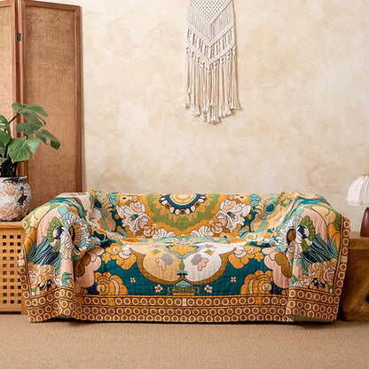 Luxury Retro Floral Cotton Gauze Blanket - image 1