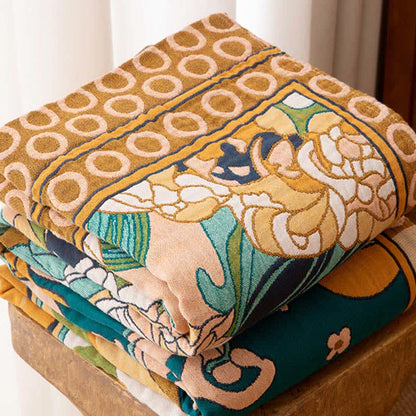 Luxury Retro Floral Cotton Gauze Blanket - image 2