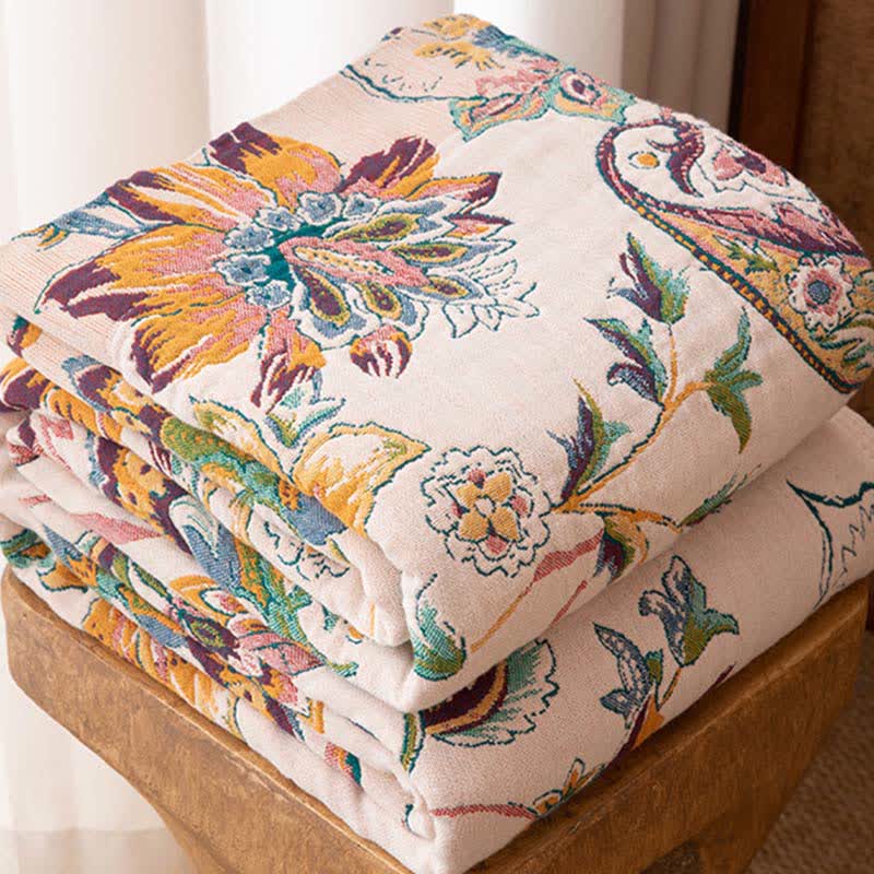 Vintage Ethnic Style Cotton Gauze Blanket - image 2