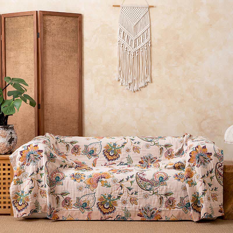 Vintage Ethnic Style Cotton Gauze Blanket - image 1
