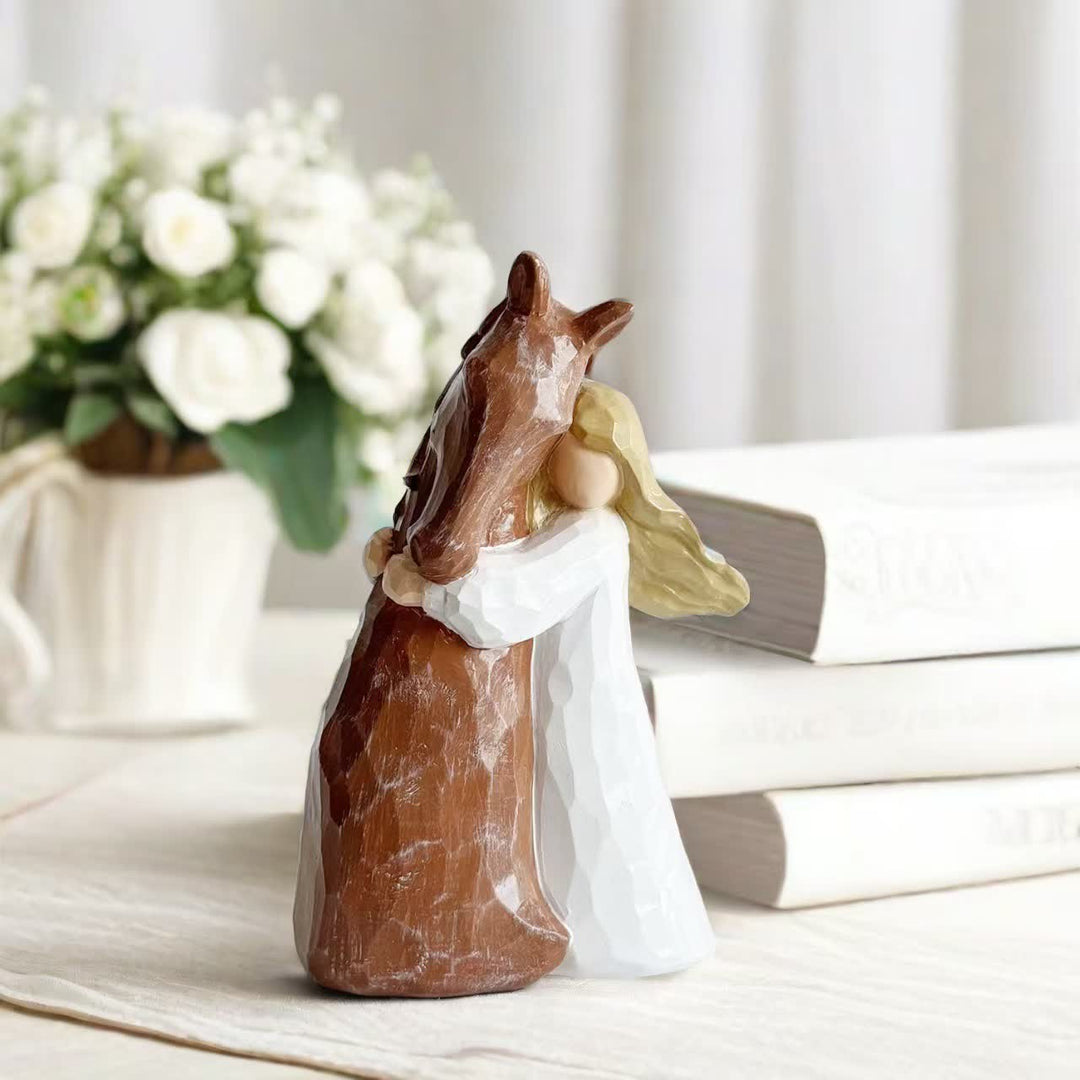 Hand-Painted Girl & Horse Resin Home Decor - 2PCS - 3.46"L x 5.90"H - image 0