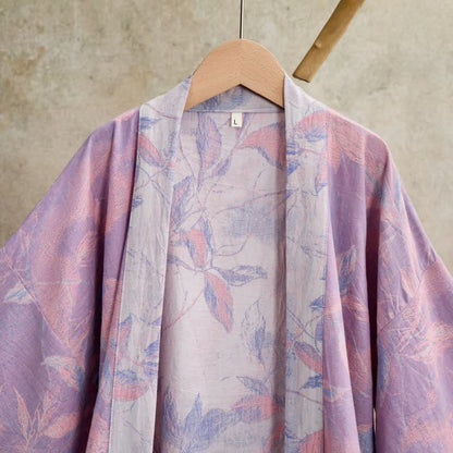 Weekend Escapades Natural Leaf Cotton Gauze Kimono Robe - image 16