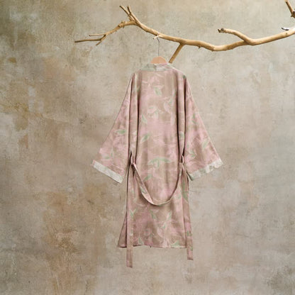 Weekend Escapades Natural Leaf Cotton Gauze Kimono Robe - image 21