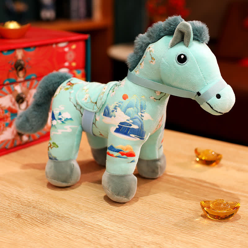 Festive 2026 Year of the Horse Plush - Cyan (Landscape Painting) - 2PCS - 12"H - image 16
