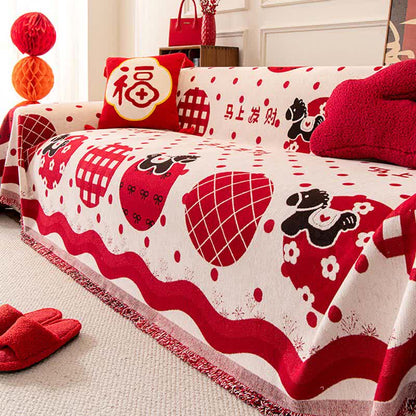 Anti-Slip Zodiac Horse Chenille Couch Throw - 71" x 181" - image 0