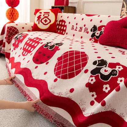 Anti-Slip Zodiac Horse Chenille Couch Throw - image 4