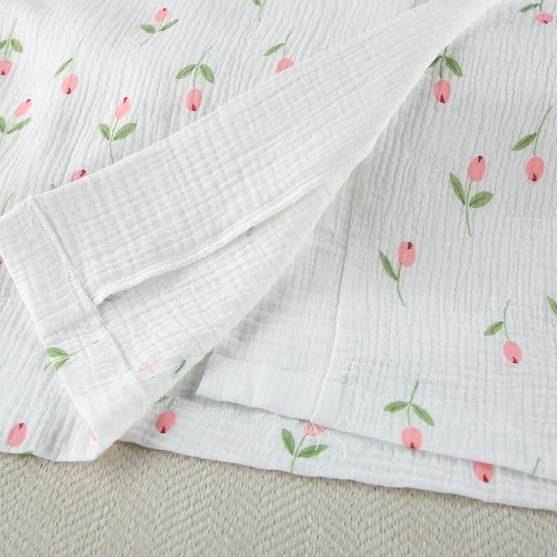 Tulip Pattern Cotton Short Pajama Robe - image 9