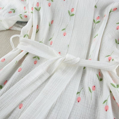 Tulip Pattern Cotton Short Pajama Robe - image 7