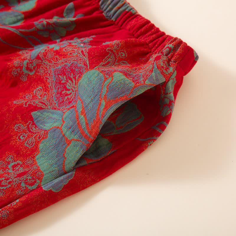 Vintage Oriental Peony Cotton Pajama Set - image 7