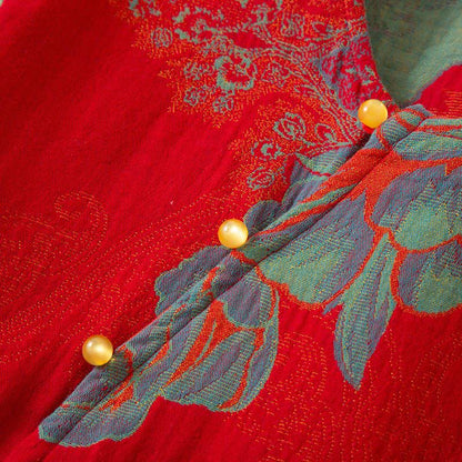 Vintage Oriental Peony Cotton Pajama Set - image 3