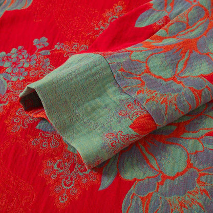 Vintage Oriental Peony Cotton Pajama Set - image 5