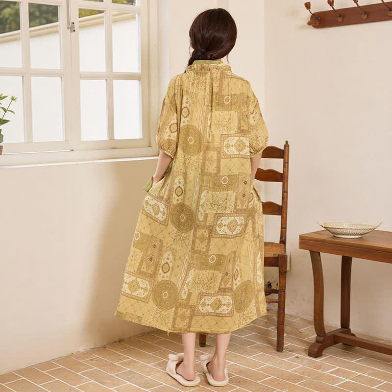 Ethnic Style Ruffled Collar Side-Tie Nightgown - image 5